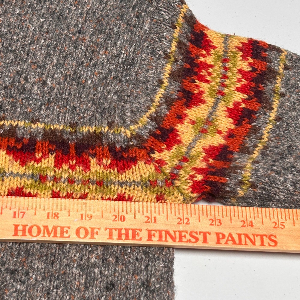 Fresno Wool Blend Sweater S Gray Fair Isle Nordic Ramie Knit Pullover - Picture 5 of 7